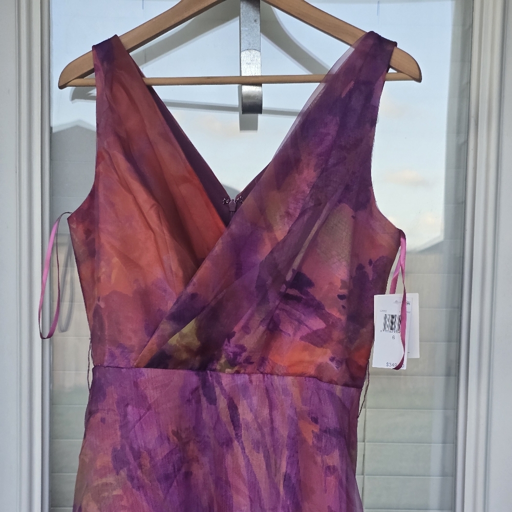 $349 Rene Ruiz Women V-Neck Organza A-Line Gown Sz 6 Wedding NWT - Picture 5 of 14